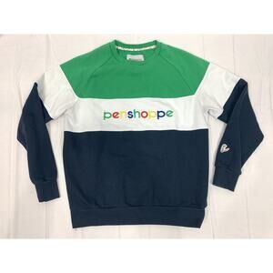 Penshoppe Sweatshirt Navy Green White Stripe Logo Long Sleeve Size S Rare!